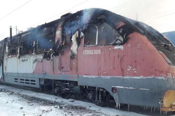 На станции Красноярск сгорел рельсовый автобус